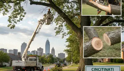 Arborist performing deadwood removal on residential tree in Cincinnati, OH to prevent branch hazards