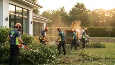 Professional shrub removal service in Cincinnati, OH clearing overgrown bushes and yard debris
