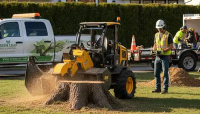 Professional stump grinding and tree stump removal in Cincinnati, OH backyard