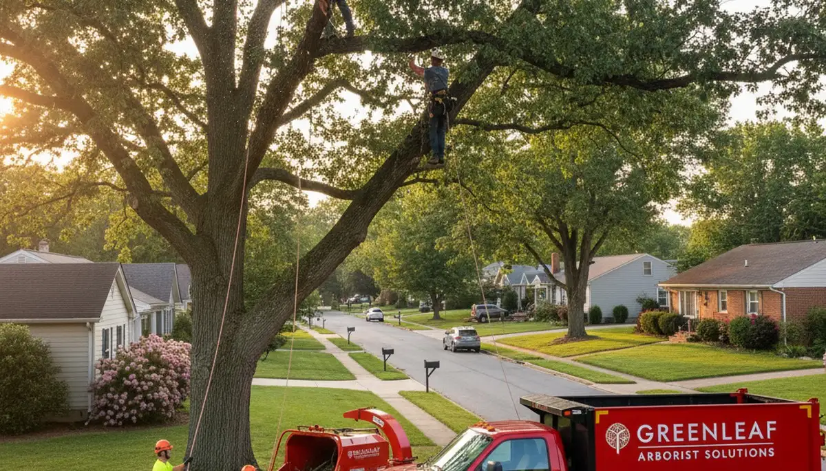 Professional tree removal service in Cincinnati OH safely clearing large oak trees