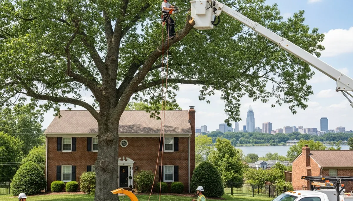 Professional tree removal service in Cincinnati OH safely clearing large oak tree debris