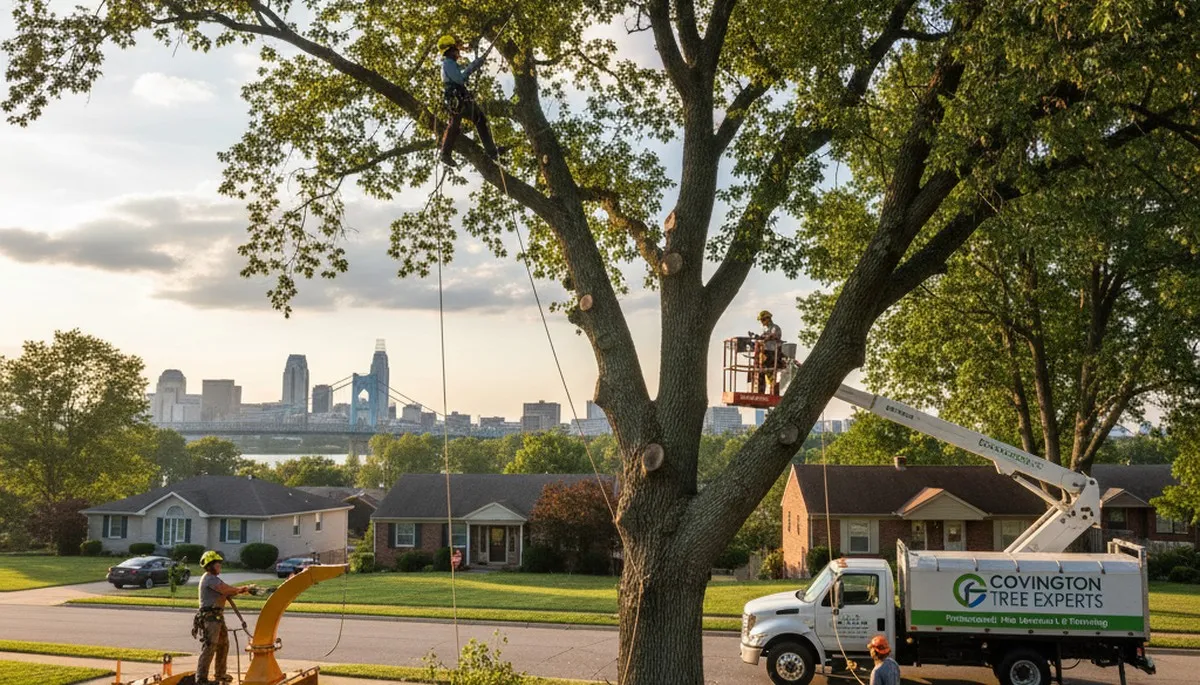 Professional tree removal service in Cincinnati, OH safely cutting and clearing large trees