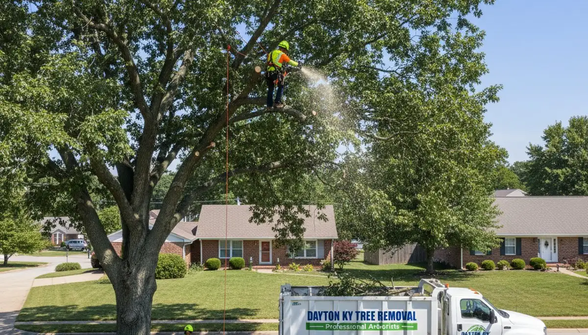 Professional tree removal service in Cincinnati OH clearing large oak safely