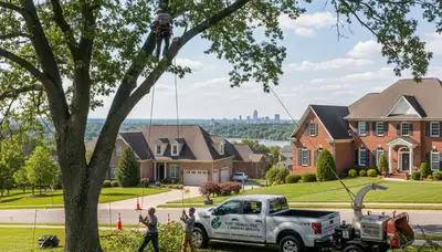 Professional tree removal service in Cincinnati OH safely clearing large trees for homeowners