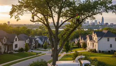 Professional tree removal service in Cincinnati OH safely clearing large oak trees